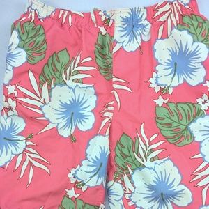 🌺 Lands End Swim Trunks  L 36/38 Hibiscus Floral